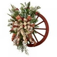 thumbnail image 3 of Winter Wreath-Farmhouse Wagon Wheel Christmas Wreath for Front Door Porch Outside Vintage Farmhouse Wall Decor Outdoor Red Wagon Wheels Wreaths with Ribbon Bow Berry for Housewarming Gift (12 Inch), 3 of 9