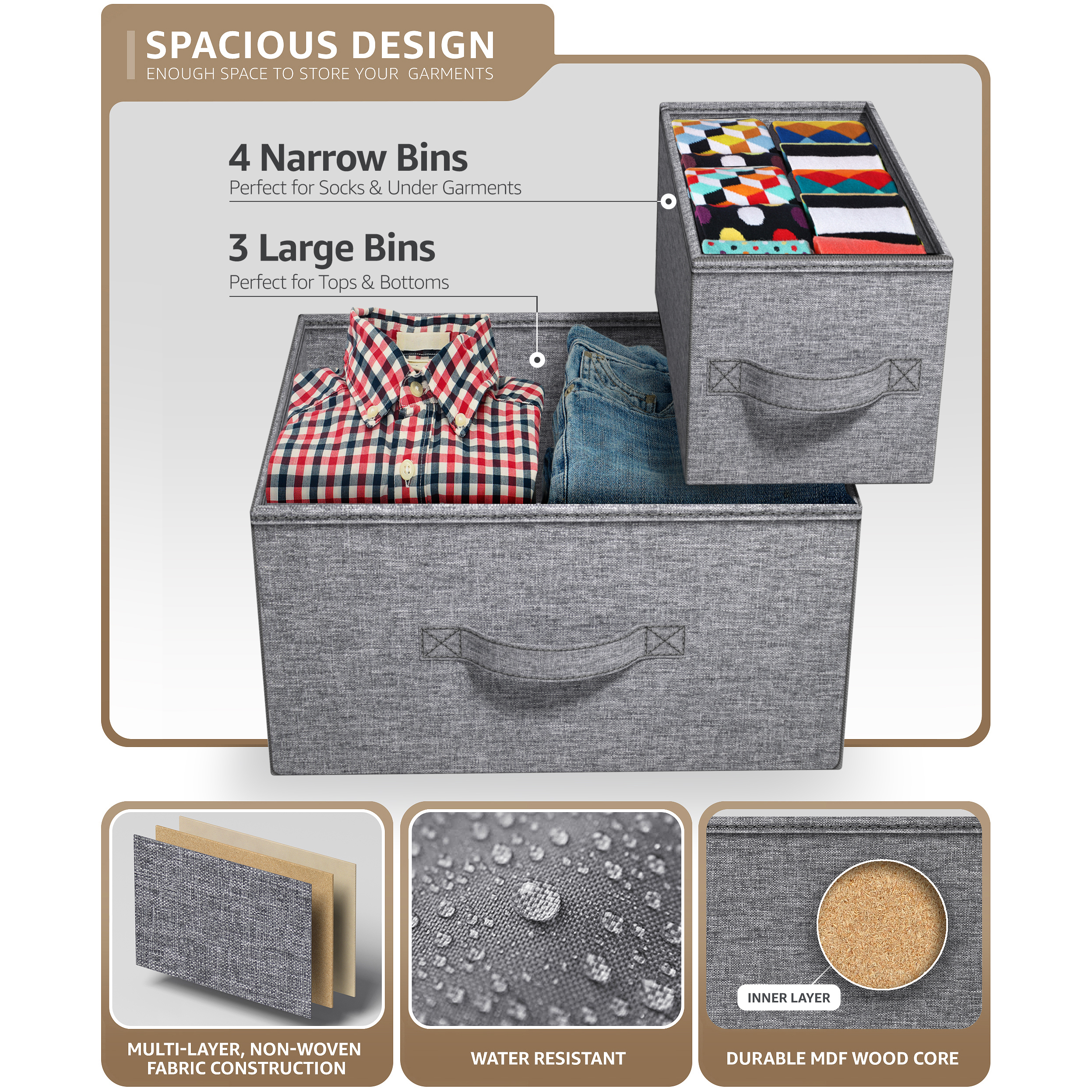 Sorbus 7 Drawer Dresser Storage Chest for Kids Bedroom with Fabric Bins Black