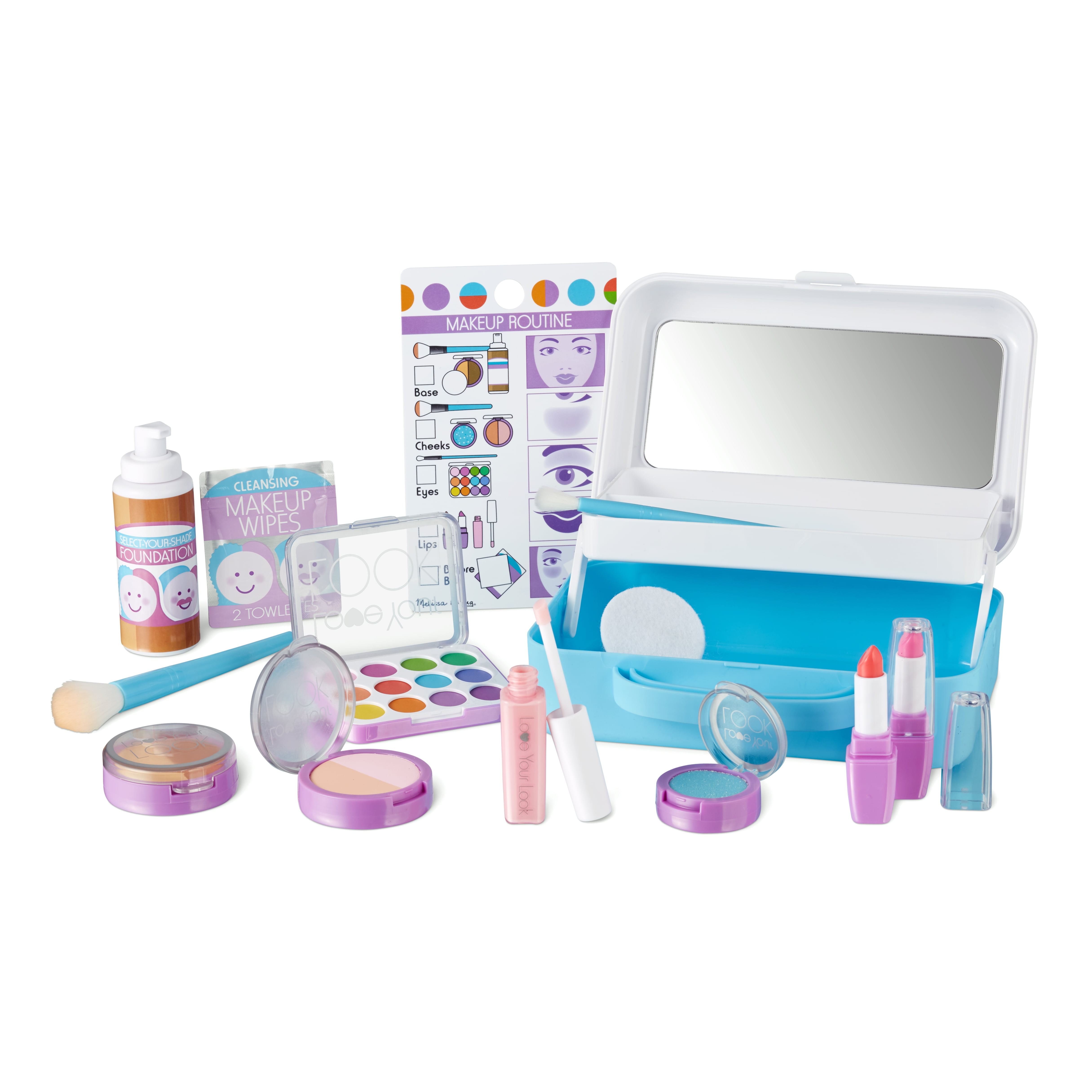 Melissa & Doug Love Your Look Pretend Makeup Kit Play Set  16 Pieces for Mess-Free Pretend Makeup Play (DOES NOT CONTAIN REAL COSMETICS)