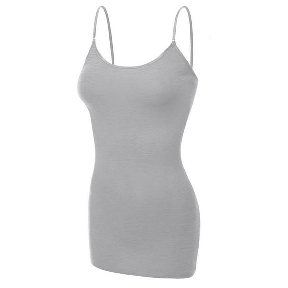 Essential Basic Clothing Women's Basic Casual Plain Long Camisole Cami Top Tank