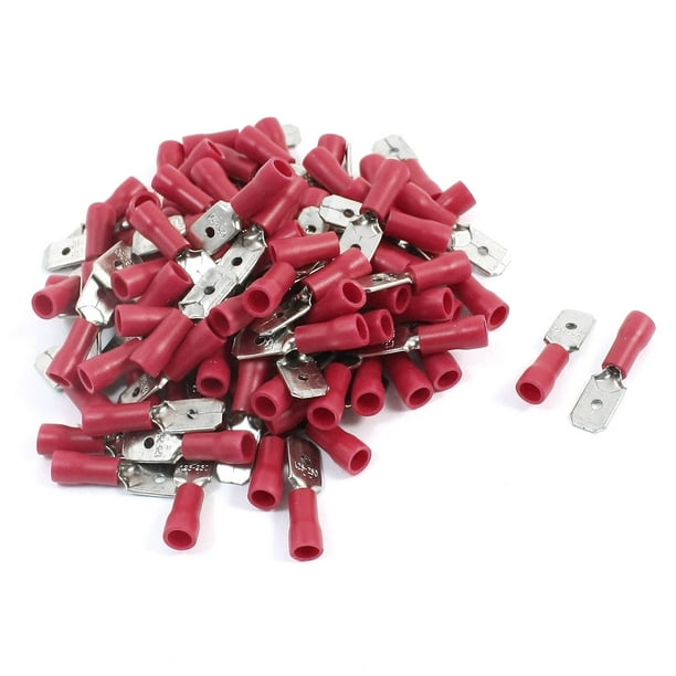 100 x 10A MDD1250 Insulated Male Spade Crimp Terminals f 2216 AWG