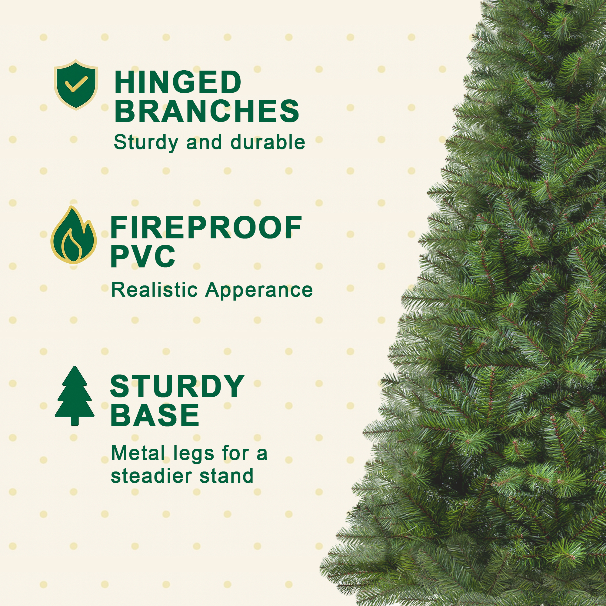 Alvantor 7ft Artificial Christmas Tree Classic PVC Tree with 775 Tips for Indoor Home Decoration Green