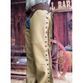 thumbnail image 2 of K Bar J Leather Company Cowboy Puncher Versality Unisex Vintage Riding Rodeo Chaps, Tan, 2 of 7