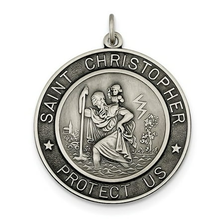 Sterling Silver Engravable Antiqued St. Christopher Medal