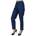 thumbnail image 4 of Phagun Women's Blue Dupion Pants High Waist Narrow Bottom Trousers-XXX-Large, 4 of 8