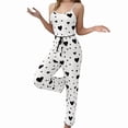 thumbnail image 3 of Pijama de Dos Piezas con Top Corto con Estampado de Corazones y Pantalones Anchos para Mujer. Ropa de Dormir para Estar en Casa. Amor Negro y L, 3 of 7