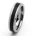 thumbnail image 2 of Men Women Tungsten Carbide Wedding Band Ring 6mm Comfort Fit Beveled Edges Carbon Fiber Inlay, 2 of 3