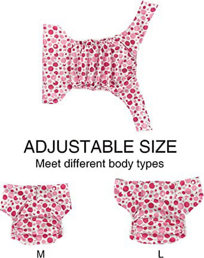 CutiePlusU Adult Cloth Diaper Washable Adult Pocket Nappy Cover Adjustable Reusable Breathable Leak Free - Pink Dot