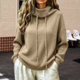 thumbnail image 2 of Yigetop Warm Sweaters for Women Fall Winter Cowl Neck Knit Sweater Long Sleeve Casual Soft Chunky Lightweight Loose Cozy Pullover Tops for Daily Wear Khaki 3XL, 2 of 6