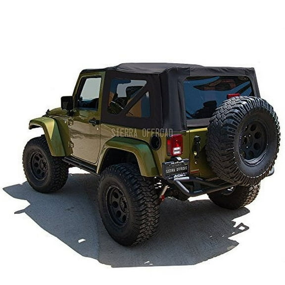 Compatible with Factory Style Soft Top Replacement Compatible with Wrangler 2 Door 2010-2018, Sailcloth Vinyl, Black
