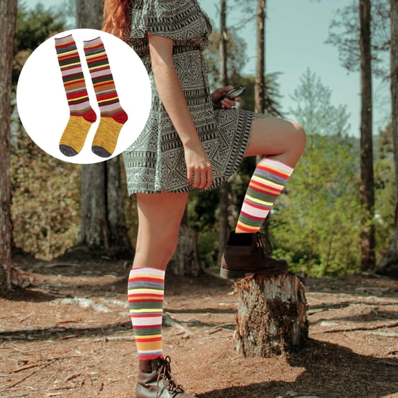 LEORX 1 Pair Fashion Socks Yellow Cotton Moisture-wicking Trendy Young Girls Carnival