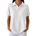 thumbnail image 2 of Siminsem Womens Casual Sweater Top V Neck Button Down Knit Shirts 2026 Summer Short Sleeve Lightweight Work Blouses Collared Dressy Tops Plus Size S-3XL, White, 2XL, 2 of 6