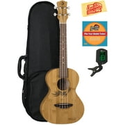 Luna Uke Bamboo Tenor Ukulele Bundle with Hard Case, Tuner, Austin Bazaar Instructional DVD, and Polishing Cloth