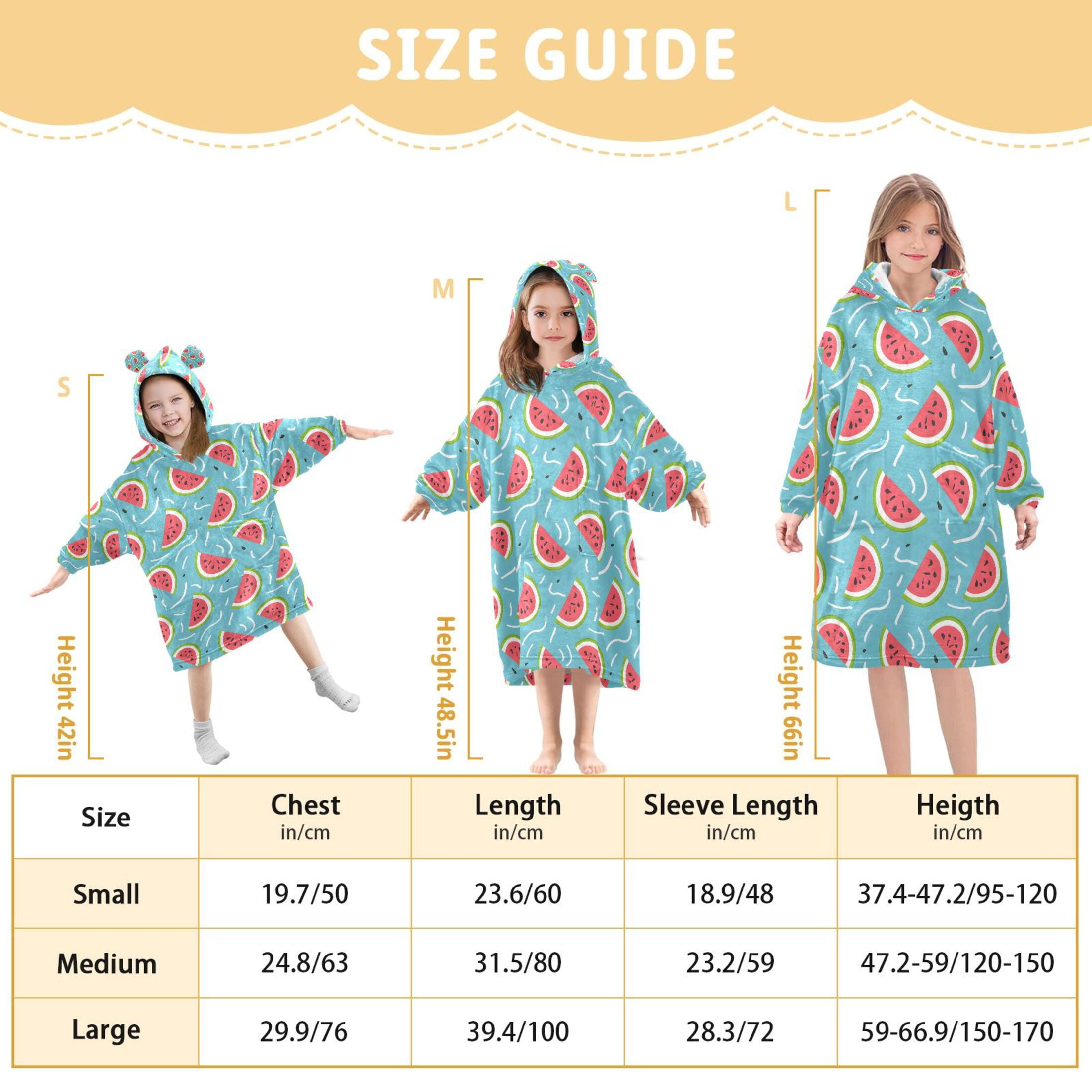 joogoo Blanket Hoodie for Watermelons Oversize Sweatshirt 3-14 YR L