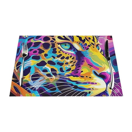 

Animal painting art Woven mats for kitchen and dining tables washable and durable PVC mats heat-resistant and non slip mats for indoor/outdoor use