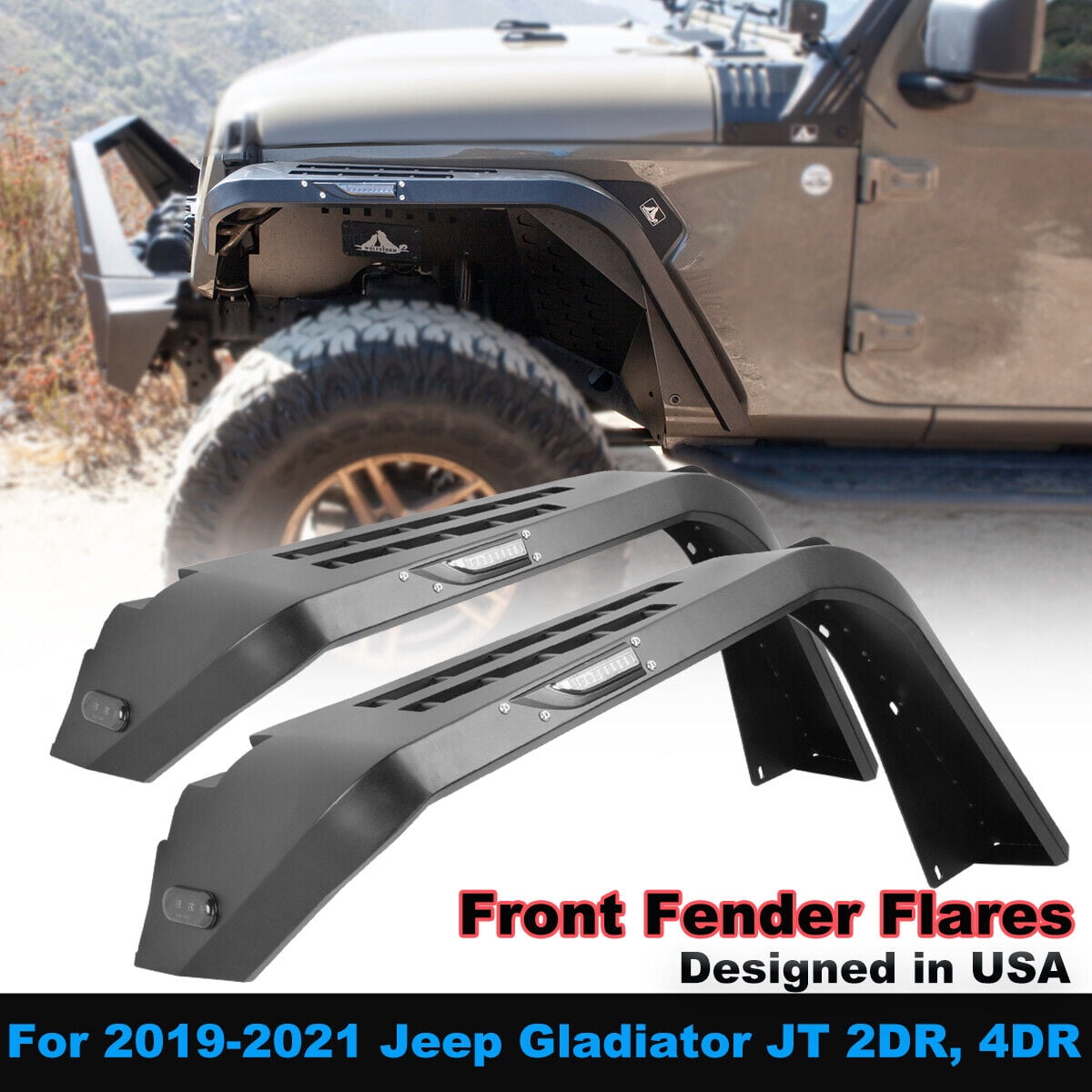 WOLFSTORM For 2019 2020 2021 2022 Jeep Gladiator JT Front Fender Flares