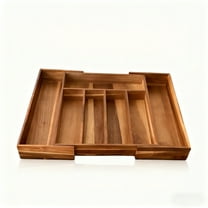 TT Expandable Acacia Kitchen Drawer Organizer for Cutlery and Utensils Adjustable Silverware Divider