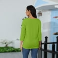 thumbnail image 5 of Basic T Shirts for Women Women's V+ Round-neck 3/4 Sleeve Solid Color Top, 5 of 5