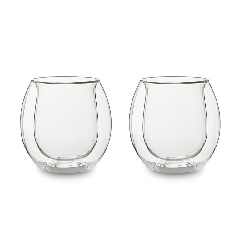 Outset Stemless Martini Glasses Double Wall Borosilicate Glassware