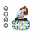 thumbnail image 2 of Abstract Storage Toy Bag Chair, Ogee Inspired Pattern Colorful Retro Grungy Look Circular Illustration, Stuffed Animal Organizer Washable Bag, Small Size, Azure Blue and Orange, by Ambesonne, 2 of 3