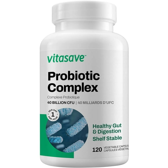 Vitasave Probiotique 40 Milliards Stable - Formule à Haute Puissance pour le Soutien Intestinal et Immunitaire. Favoriser une Digestion Saine. 40 Milliards de CFUs par capsule (pack de 1 (120 Capsules))