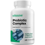 Vitasave Vitasave Probiotic 40 Billion Shelf Stable - High Potency Formula for Gut & Immune Support. Promote Healthy Digestion. 40 billion CFUs per capsule (Pack of 1 (120 Capsules)) supplement bottle