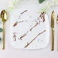 thumbnail image 3 of Balsa Circle 10 White Rose Gold Metallic Marble Square Disposable Salad Dinner Plastic Plates Party Events Tableware, 3 of 8