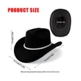 thumbnail image 4 of BRICH Womens Pearl Hat Shiny Cowboy Wide Brim Hat Party Hats Black One Size, 4 of 4