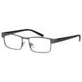 thumbnail image 2 of M+ Mens Rectangular Flat Metal Reading Glasses Gun 2.50 Birch in Gunmetal with Classic Black Temples, 2 of 11
