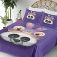 thumbnail image 3 of Ambesonne Emoji Fitted & Top Sheet Set with Shams, Panda in a Funny Rabbit Hat, Violet Peach and Mustard, 3 of 5