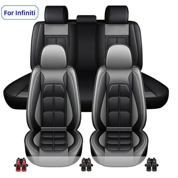 FANOTEK Grey, Leather, Waterproof, Seat Covers