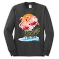 thumbnail image 2 of Wild Bobby, Flamingo Love Print, Animal Lover, Men Long Sleeve Shirt, Charcoal, Small, 2 of 4