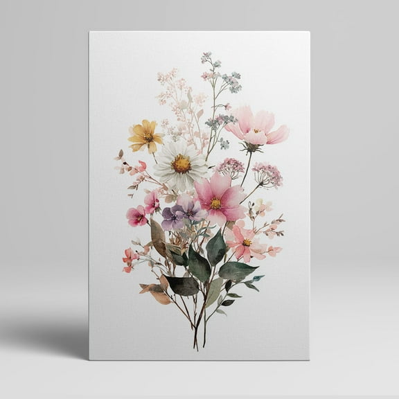 1pc Watercolor Wildflower Bouquet Framed Decor room hanging Wall Picture Decor for Home Gifts, living room, bathroom, bedroom, kitchen wall art decor canvas wall art