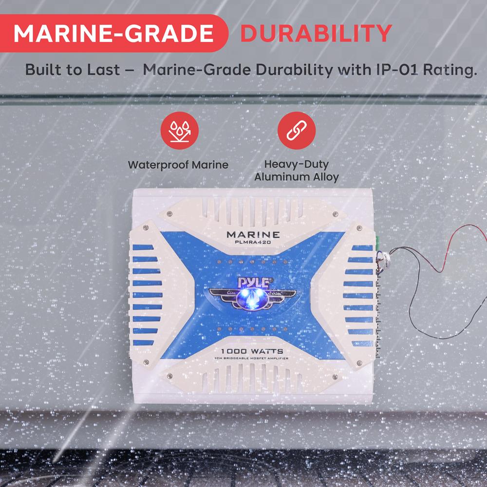 Pyle Elite Series Waterproof Amplifier, Bridgeable 1000 Watt 4-Channel Amp
