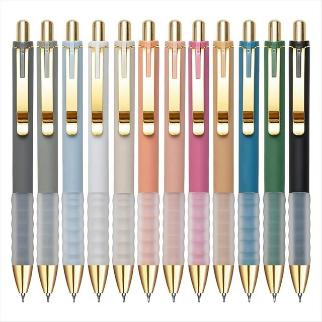 Gel Pens Black Ink Pen 0.5mm Fine Point Pens Smooth Writing Retractable Office Supplies (12-Count),12 * fine Point Pens,Multicolor