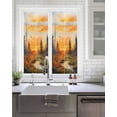 thumbnail image 2 of Window Privacy Film Forest Sunset Stained Glass Window Film Decorative Sun Block Window Cover Farmhouse Orange Sky Nature Scenery Window Clings Static Adhesive Sticker for Bathroom 19.6"x39.3", 2 of 7