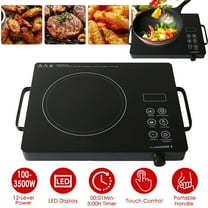 Electric Ceramic Stove, Portable Electric Cooktop for Cooking, Infrared Induction Hot Plate with Knob Control, Single Burner Countertop Burner with Handle Compatible for All Cookwares