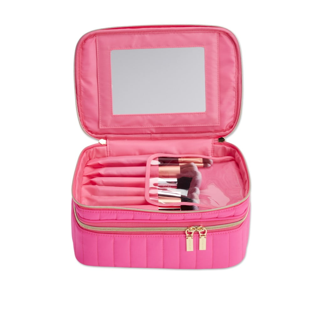 Sophia Joy Train Case with Mirror and Brush Organizer, Pink