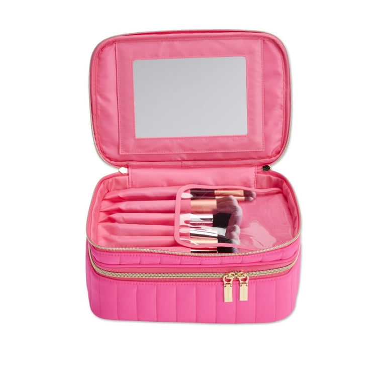 Sophia Joy Train Case with Mirror and Brush Organizer, Pink