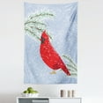 thumbnail image 1 of Cardinal Tapestry, Christmas Bird Snowy Weather Pine Cone Tree Branches Feather Cartoon, Fabric Wall Hanging Decor for Bedroom Living Room Dorm, 5 Sizes, Ceil Blue and Vermilion, by Ambesonne, 1 of 1