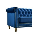 thumbnail image 5 of 3 Seater Chesterfield Button Tufted Velvet Sofa, Wide Upholstered Couch with Rolled Arms Removable Cushions Metal Legs for Living Room Office Apartment, 5 of 11