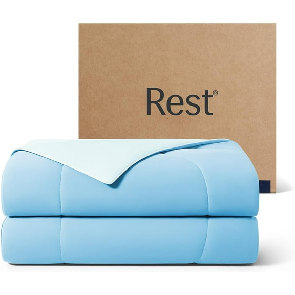 REST® Evercool® Cooling Comforter, King/Cali King, Blanket for Hot Sleepers, All Season Bedding to Keep Cool for Night Sweats, Breathable Lightweight Duvet, 106x90 Inches, Aqua Blue