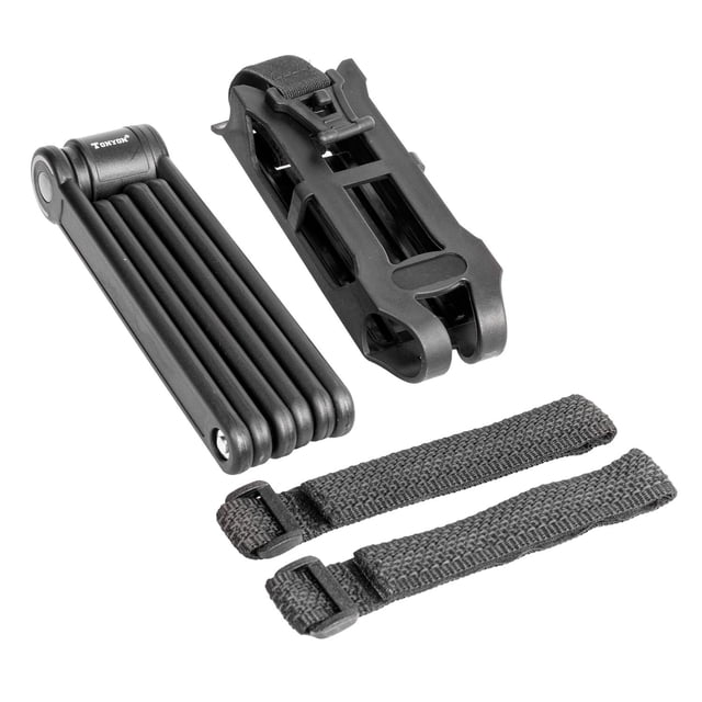 Candado plegable para bicicleta largo 80 cm con soporte negro