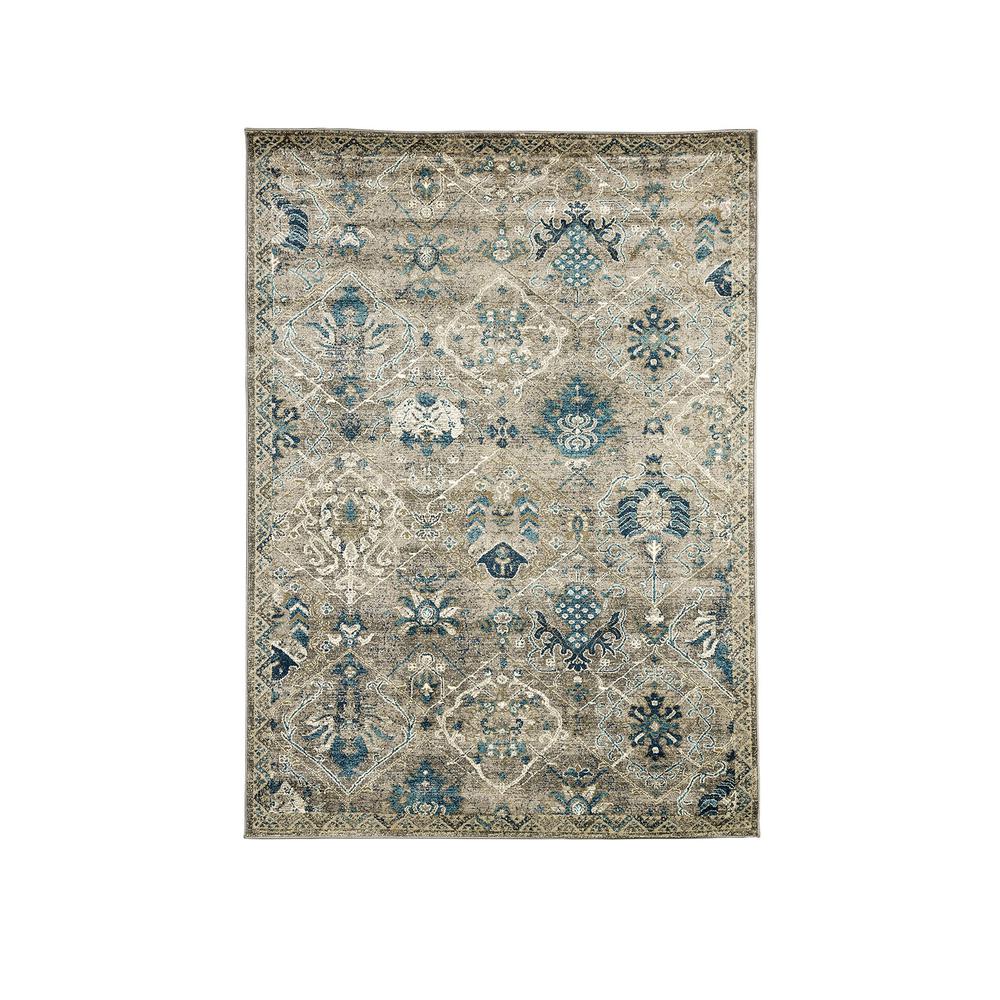 Traditional Polyester Area Rug With Jute Mesh Backing, Small, Blue and Beige
