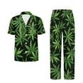 thumbnail image 5 of Yuyamidu Green Leaves Women's Short Sleeve Pajama Set 2 Piece Soft Sleepwear Lounge Set with Comfortable Top & Pants Breathable Nightwear for Summer, 5 of 7