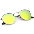 thumbnail image 4 of Retro Metal Frame Thin Temples Colored Mirror Lens Round Sunglasses 50mm (Silver / Yellow Mirror), 4 of 4