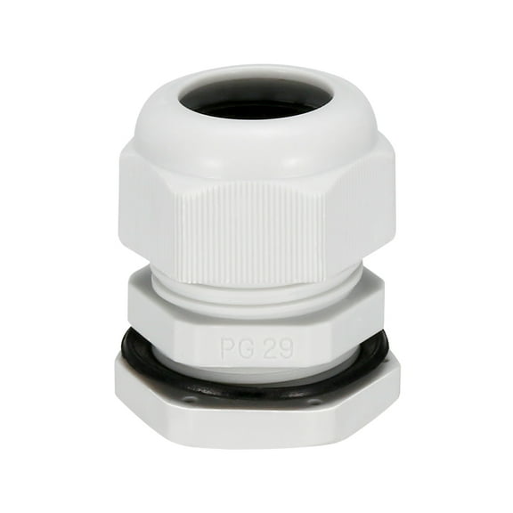 PG29 Cable Gland Waterproof Plastic Wire Glands Joints White for 18-25mm Dia