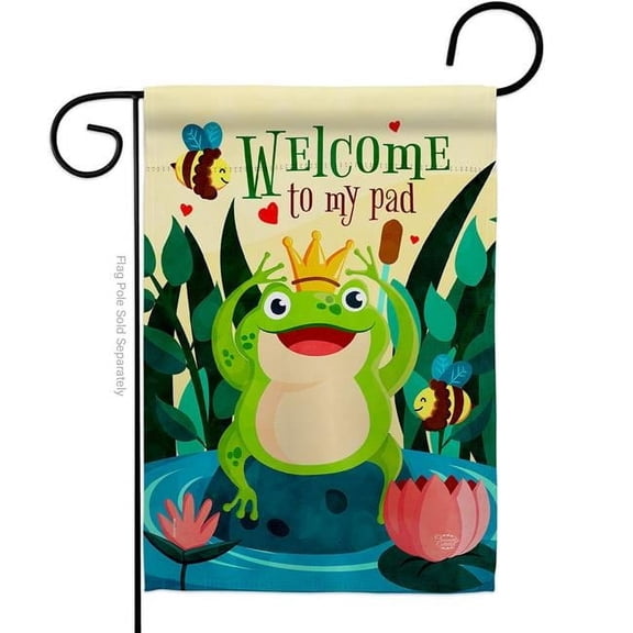 Ornament Collection G192582-BO Frog Welcome Animals Critter 13 x 18.5 in. Double-Sided Decorative Vertical Garden Flags for House Decoration Banner Yard Gift