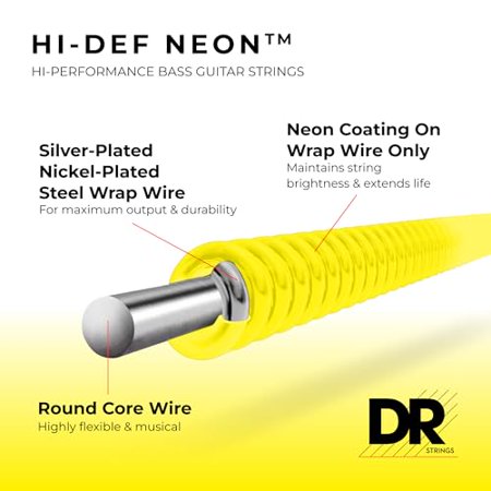 DR Strings HI-DEF NEON Bass Guitar Strings (NYB6-30)