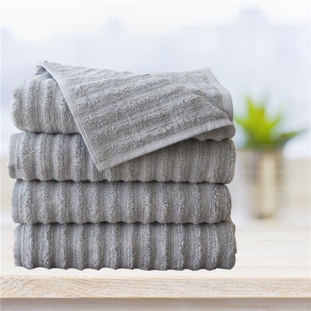 Serviettes de Bain en Coton 100 % Sans Torsion - Argent